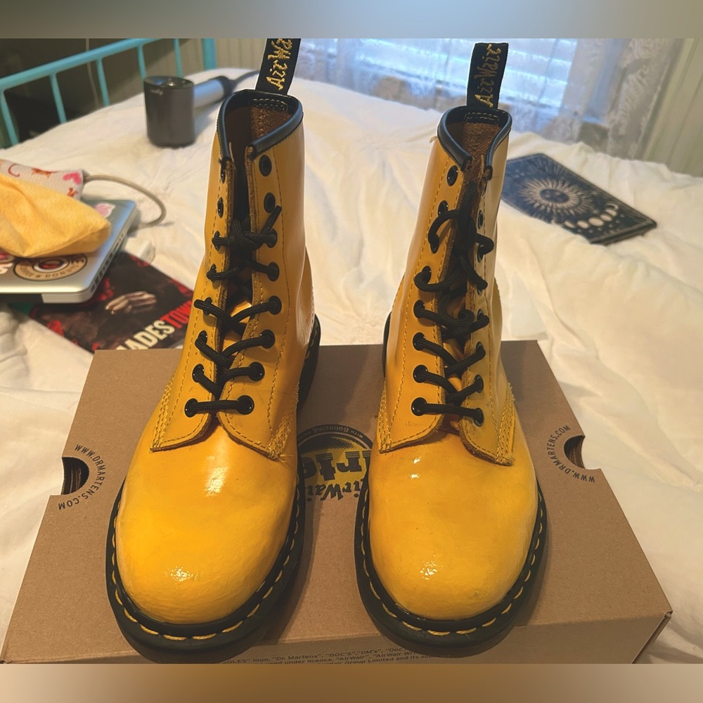yellow barely worn DR MARTENS